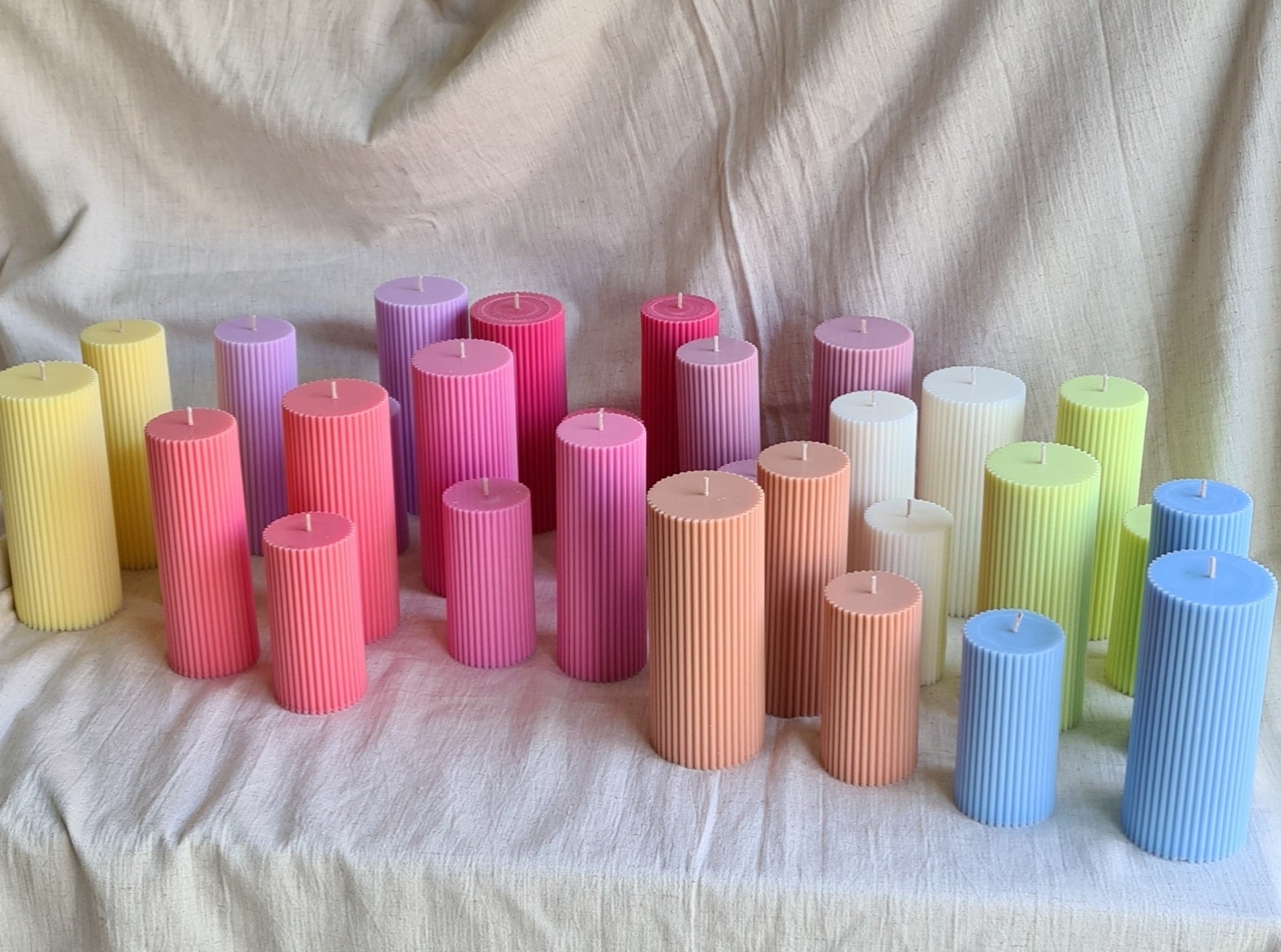 MTLEE 6 Pcs Ribbed Pillar Candles 2x4'' Sage and Salt Scented