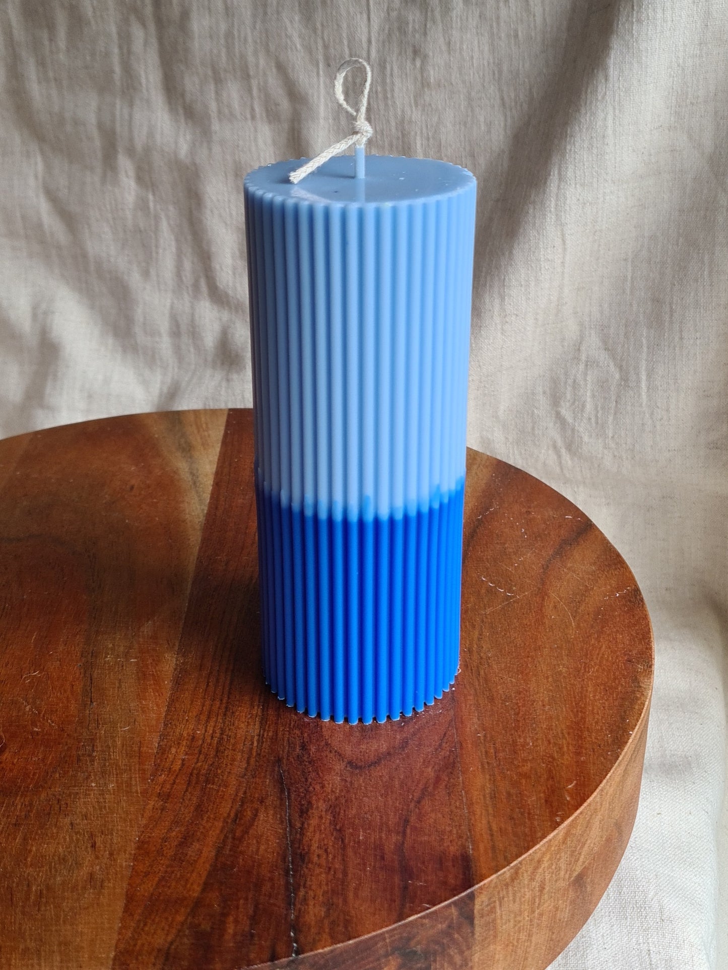 Two Tone Ribbed Pillar Candles