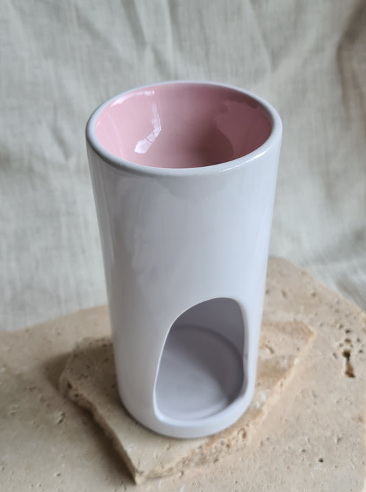 White & Baby Pink Ceramic Wax Melt Burner