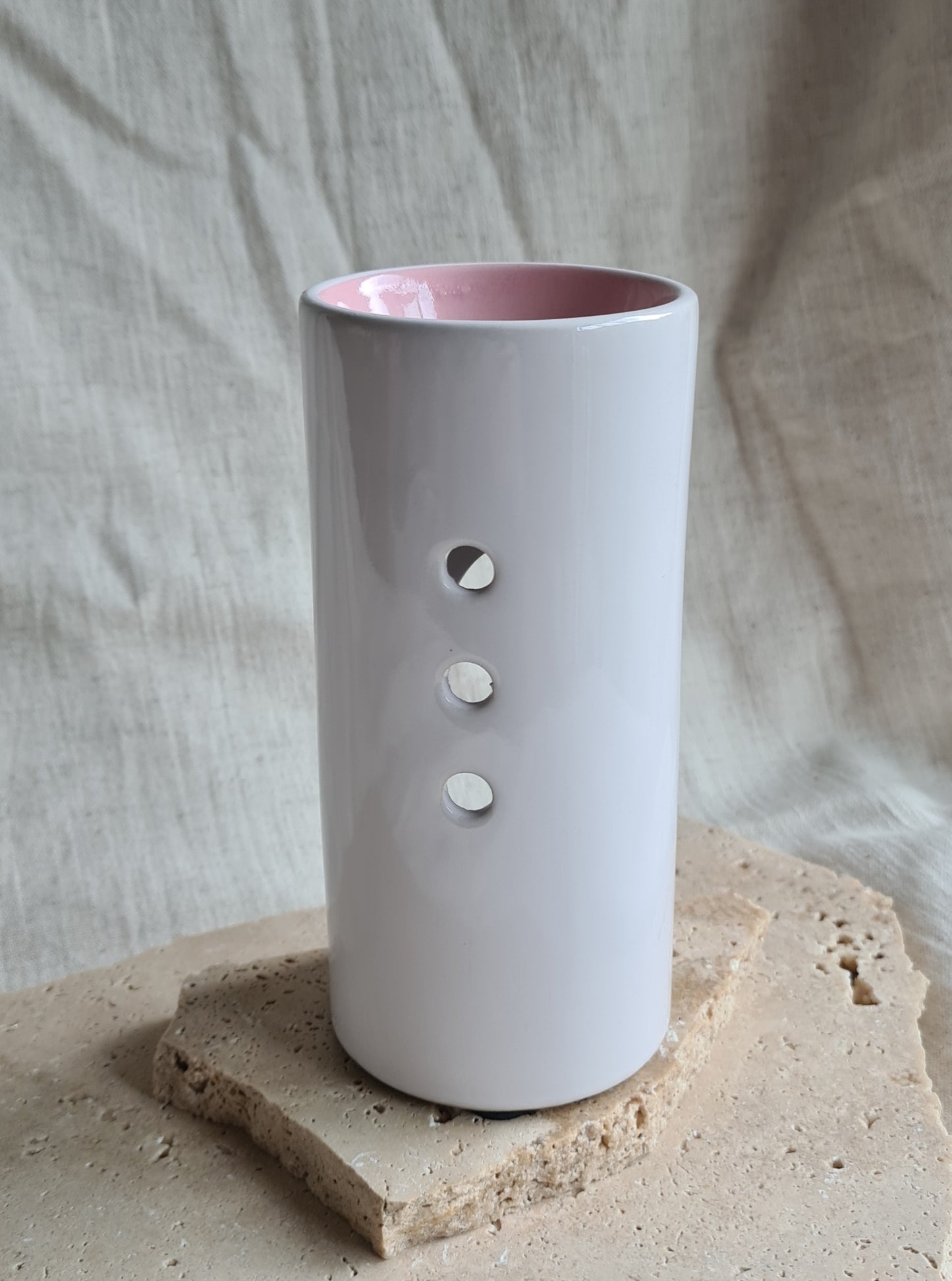 White & Baby Pink Ceramic Wax Melt Burner