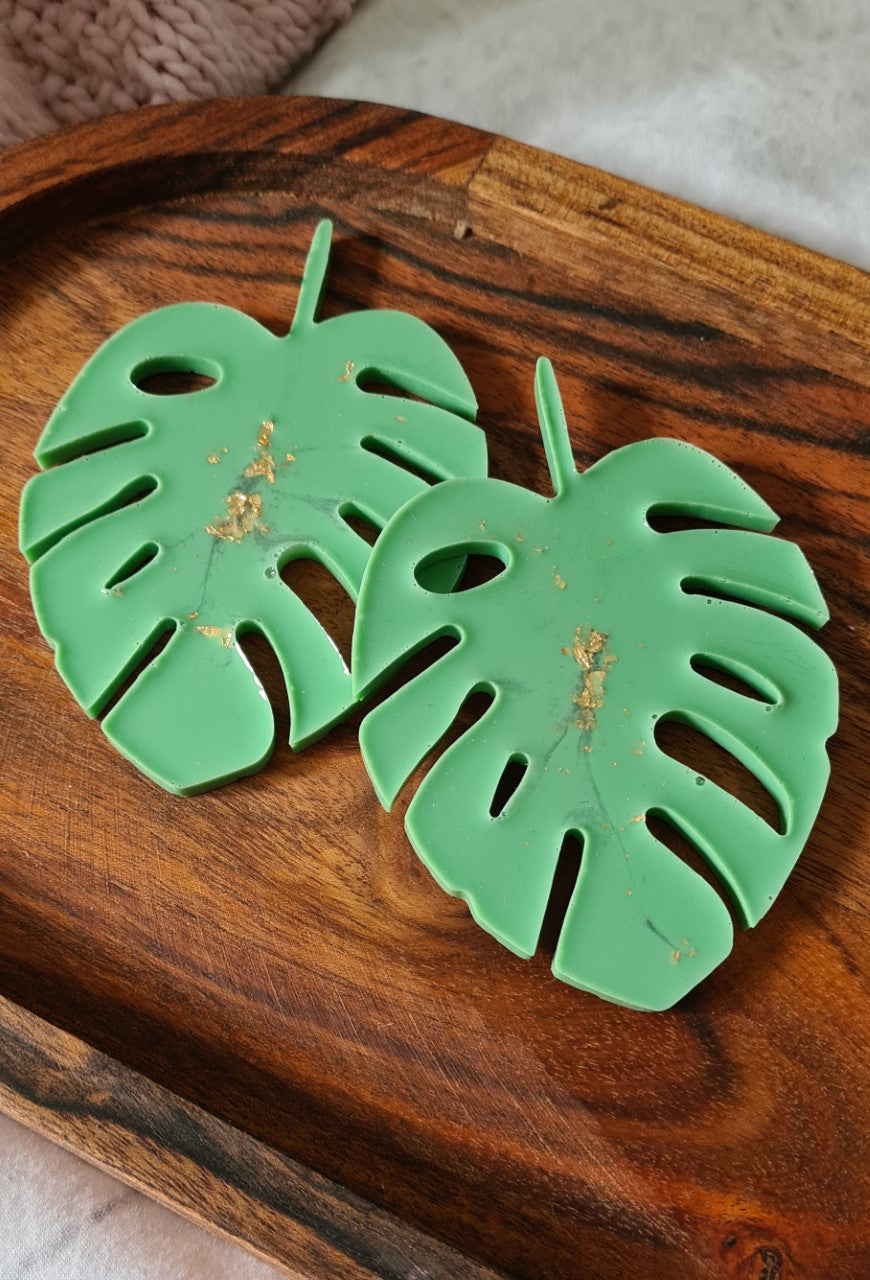 Green Resin Monstera Leaves - Set of Two